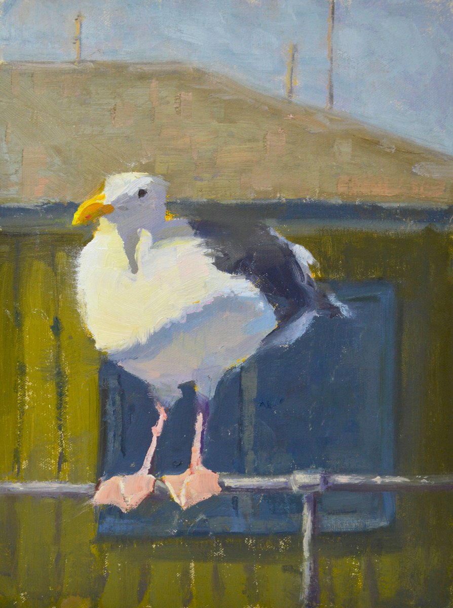 Impressionistic Animal Oil Painting By Kristina Sellers, 9 X 12", The Opportunist, Original Artwork