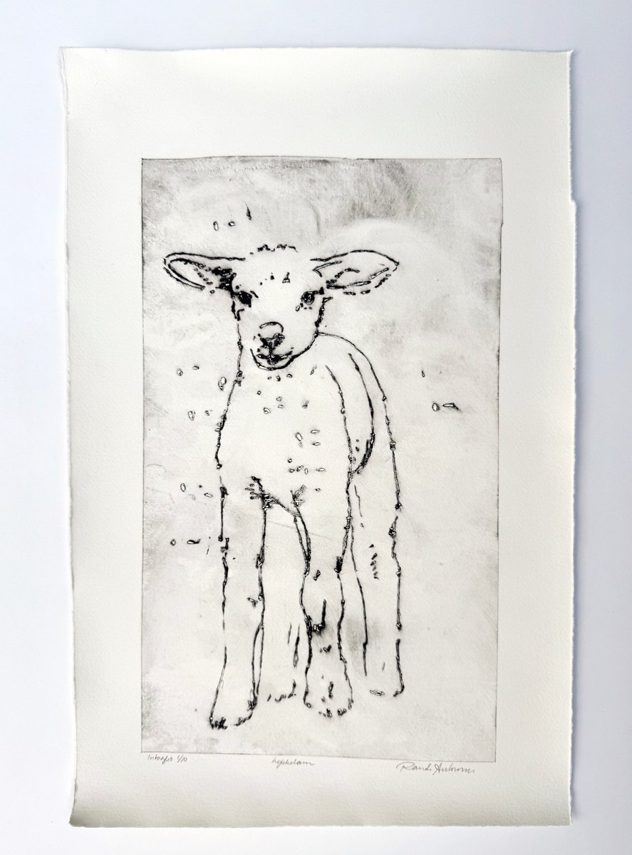 Animal Etchings & Engravings By Randi Antonsen, 13 X 21", Luckylamb, Original Artwork