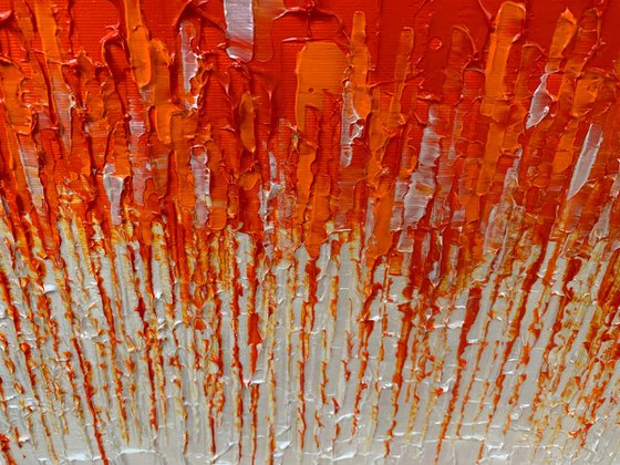 COMMISSIONED ARTWORK FOR MARK - CASCADE OF ORANGE #2 - LARGE, TEXTURED, PALETTE KNIFE ABSTRACT ART – EXPRESSIONS OF ENERGY AND LIGHT. READY TO HANG!