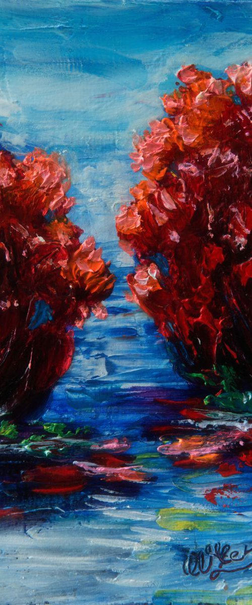 Red Trees (Palette Knife) by Lena Owens at OLena Art