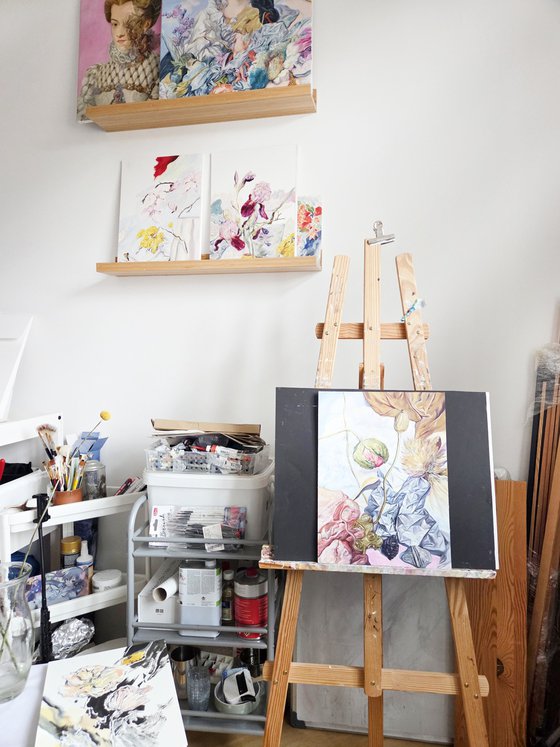 Poppies and Artichoke Flower