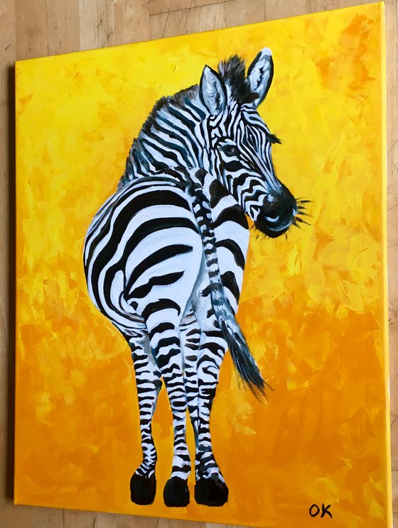 ZEBRA  on golden background.