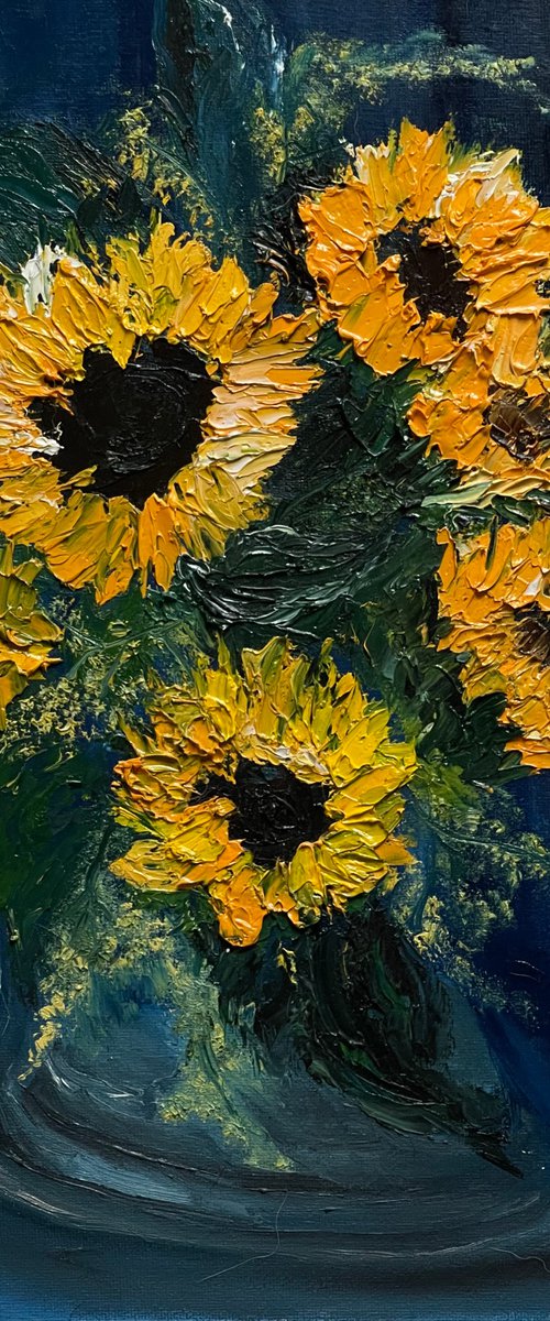 SUNFLOWERS, 30X42 CM by Anastasiia Novitskaya
