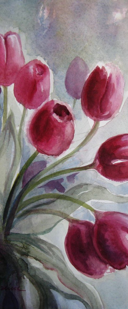 Pink tulips - floral art by Elena Oleniuc