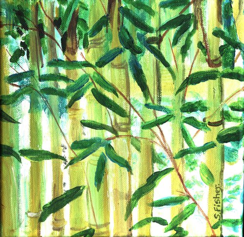 golden bamboo stems by Sandra Fisher