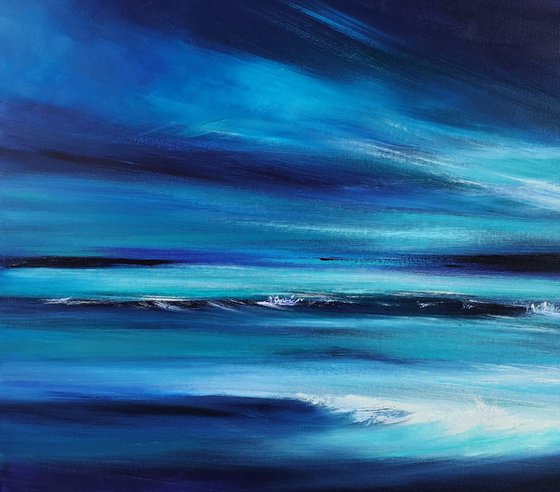 "Midnight Blue" - Cornish Seascape, Art, Skyscape