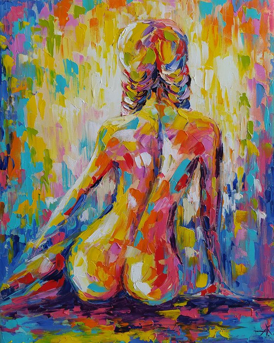 Expectation - nude, erotic, nu, body, woman, woman body, oil painting, gift for him, gift for man, nu