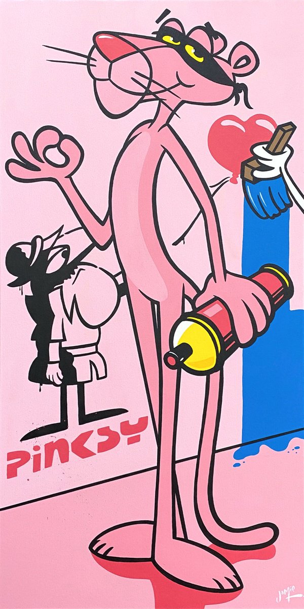 Urban And Pop Portrait Acrylic Painting By Jamie Lee, 20 X 39, Pinksy 2, Original Artwork