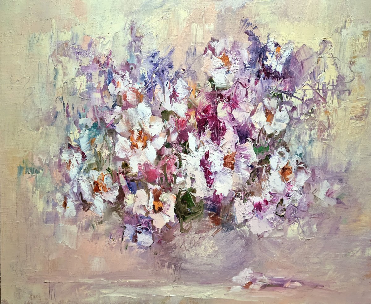Impressionistic Botanical Oil Painting By Hennadii Penskyi, 22 X 18, Dawn, Original Artwork