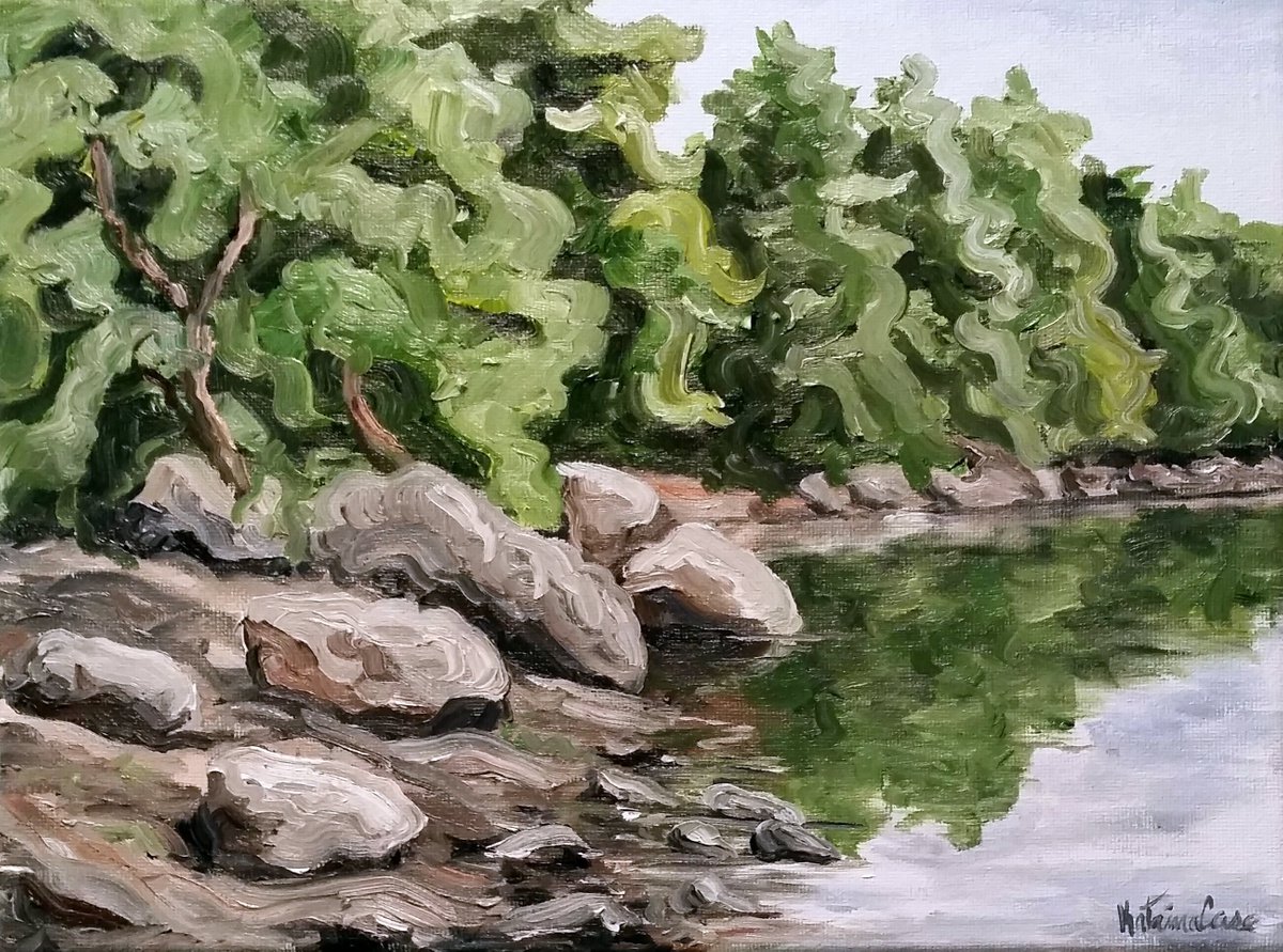 Impressionistic Landscape Oil Painting By Katrina Case, 13 X 10", Boundary Waters, Original Artwork