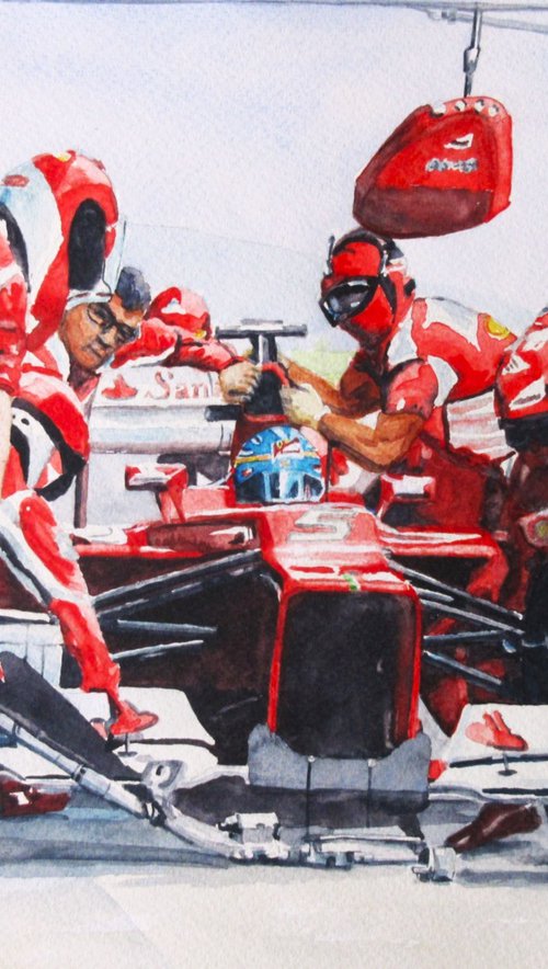Ferrari Pit Stop; Alonso by Max Aitken