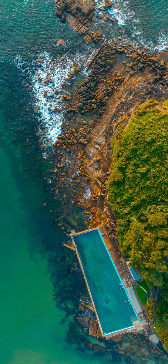 Photorealistic Landscape Photograph By Nick Psomiadis, 24 X 52", Palm Beach Rock Pool, Original Artwork