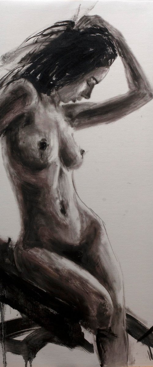 Nude Woman Sitting on a Branch by Alexandr Klemens