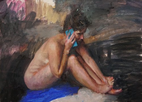 woman calling by Manuel Leonardi