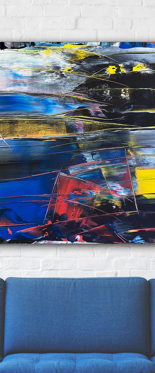 "Cut To Pieces" - Original PMS Large Abstract Acrylic Painting On Canvas - 36" x 36" by Preston M. Smith (PMS)