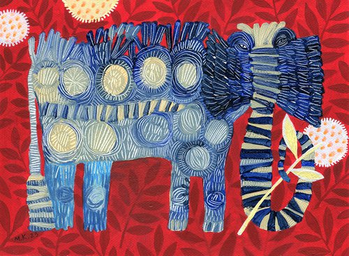 Blue elephant by Margot Raven