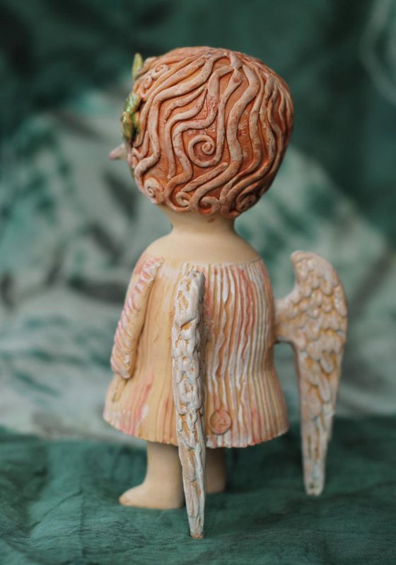 Angels games II. Ceramic OOAK sculpture.
