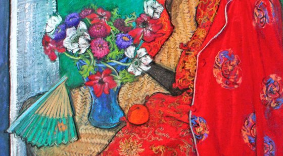Kimono with Fan and Anemones still life