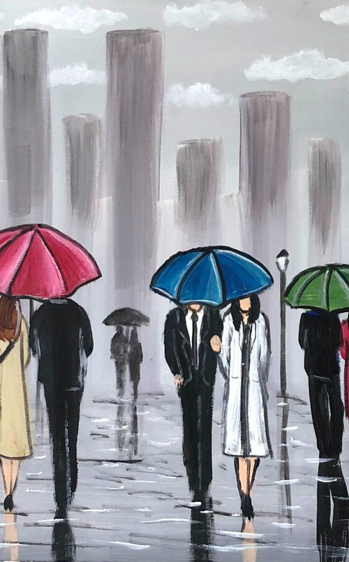 Colourful City Umbrellas by Aisha Haider