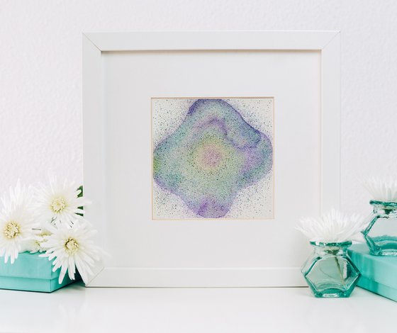 Pointillism watercolor flower