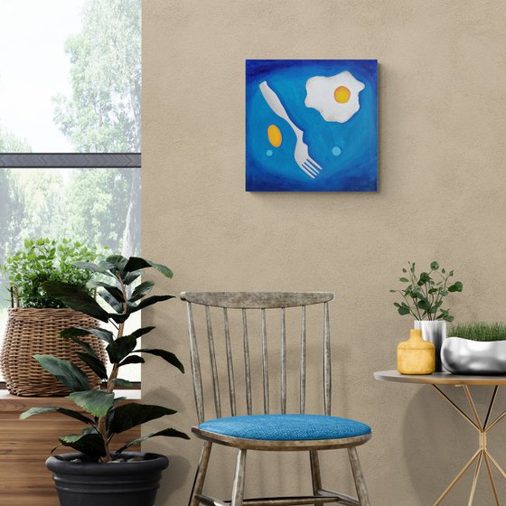Still life with baked egg