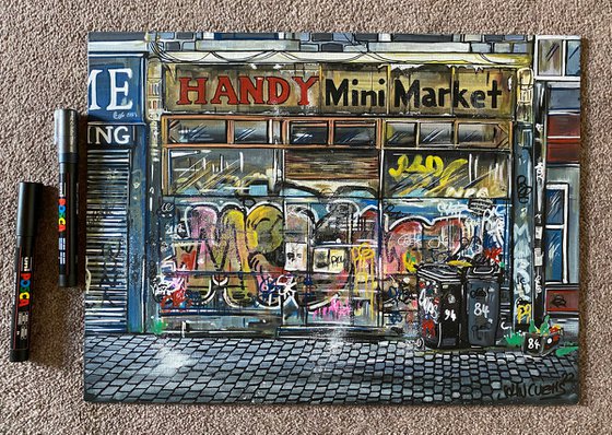 Handy mini Market - Original on canvas board