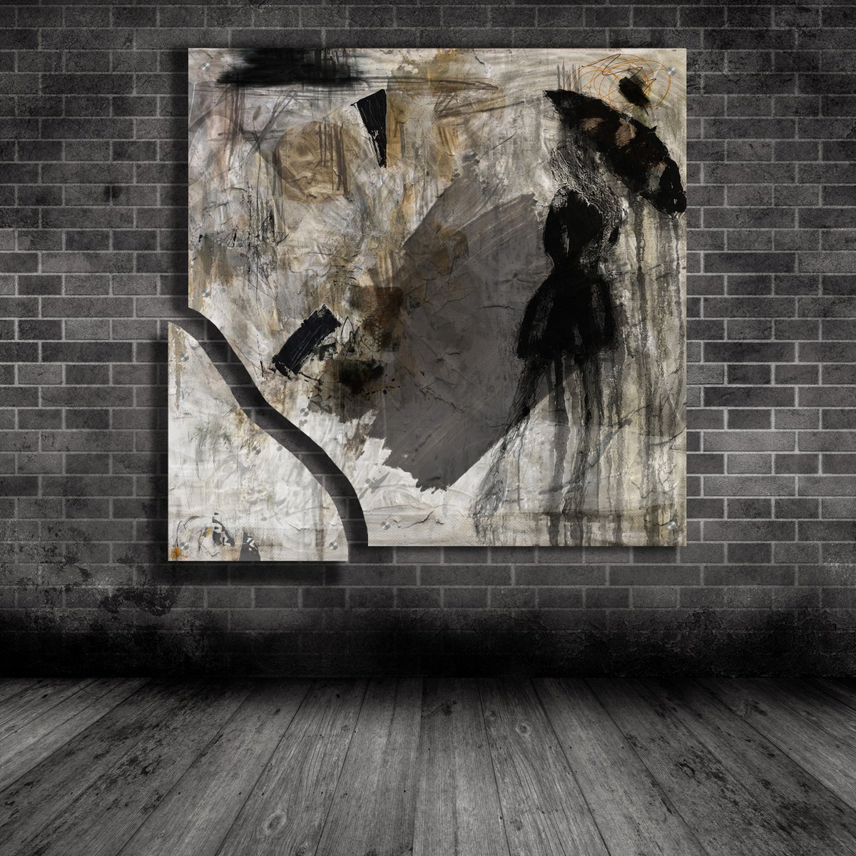 Abstract Print By Lynne Godina-Orme, 49 X 49", Walking In The Rain - Diptych, Original Artwork