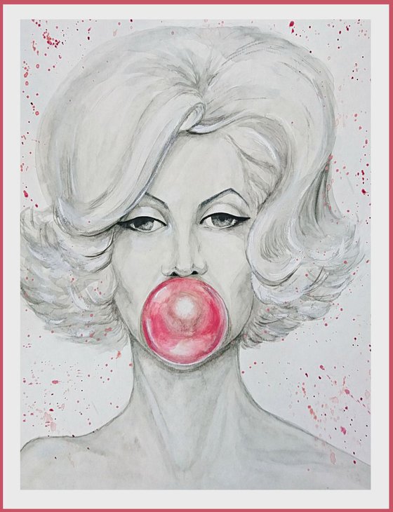 Bubble gum. Original watercolor painting by Svetlana Vorobyeva
