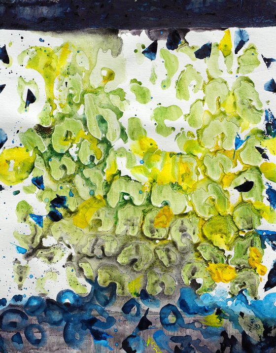 Leaf Shower watercolor on canvas -20x16in;40x50cm