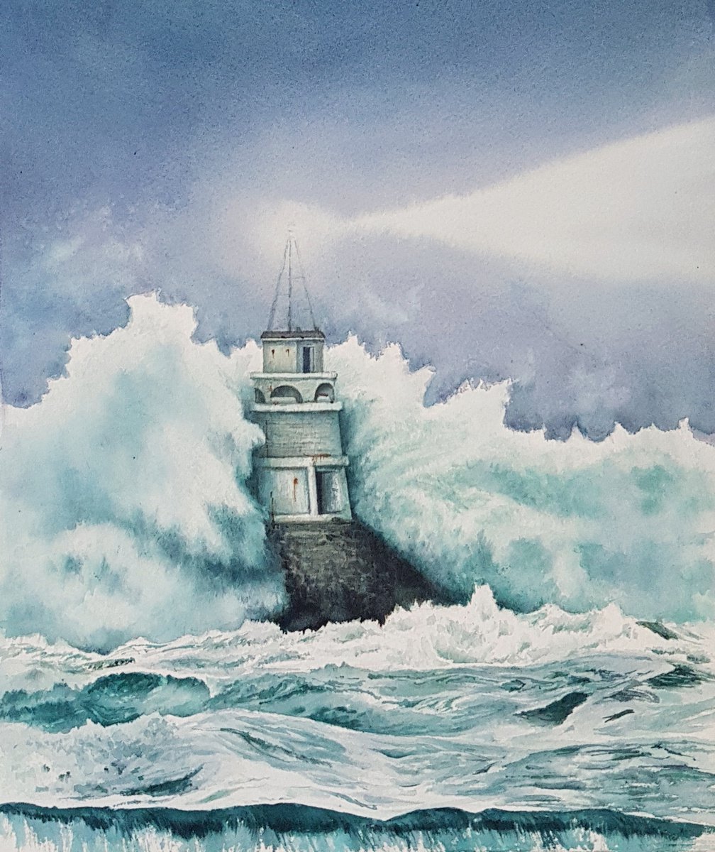 Lighthouse and waves by Svetlana Lileeva