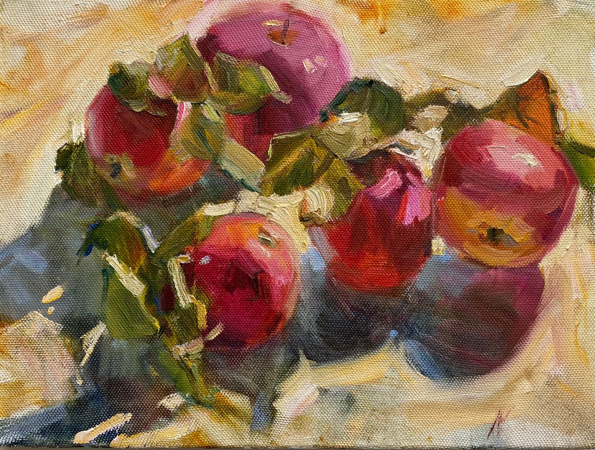 Still life with apples 30х40 cm| oil painting on canvas flowers by Nataliia Nosyk