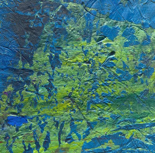 Inside of happy summer wind II (Abstract miniature 9’’ x 9 ‘’) by Tetiana Chebrova