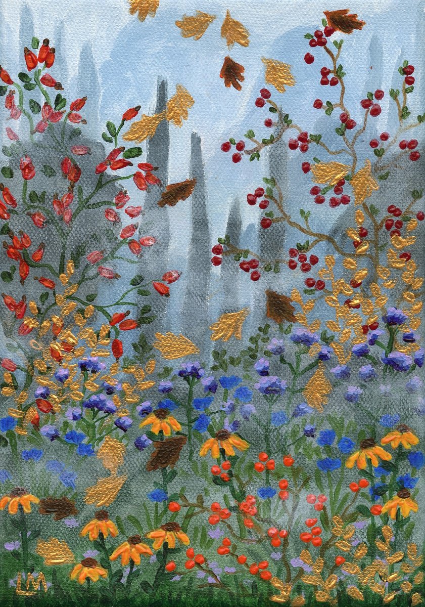 Autumn Garden with Rosehips by Lisa Mann