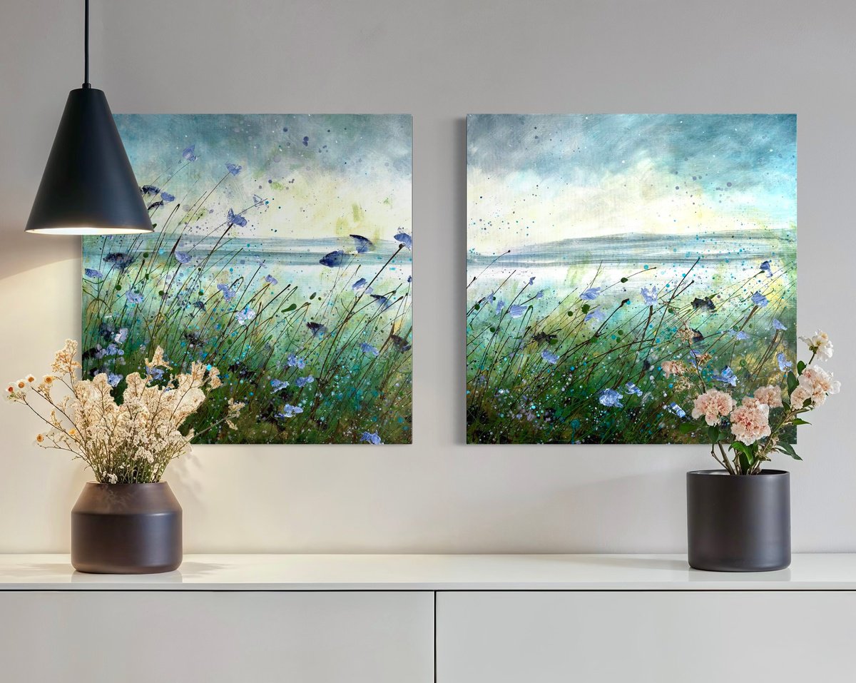 Expressive Painting , On Winds Of Sapphire By Jennifer Taylor, 47 X 24, Artwork For Sale On Artfinder