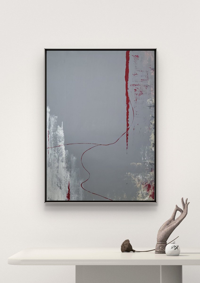 Geometric Abstract Acrylic Painting By Veronika Obushikhina, 31 X 43", Equilibrium, Original Artwork