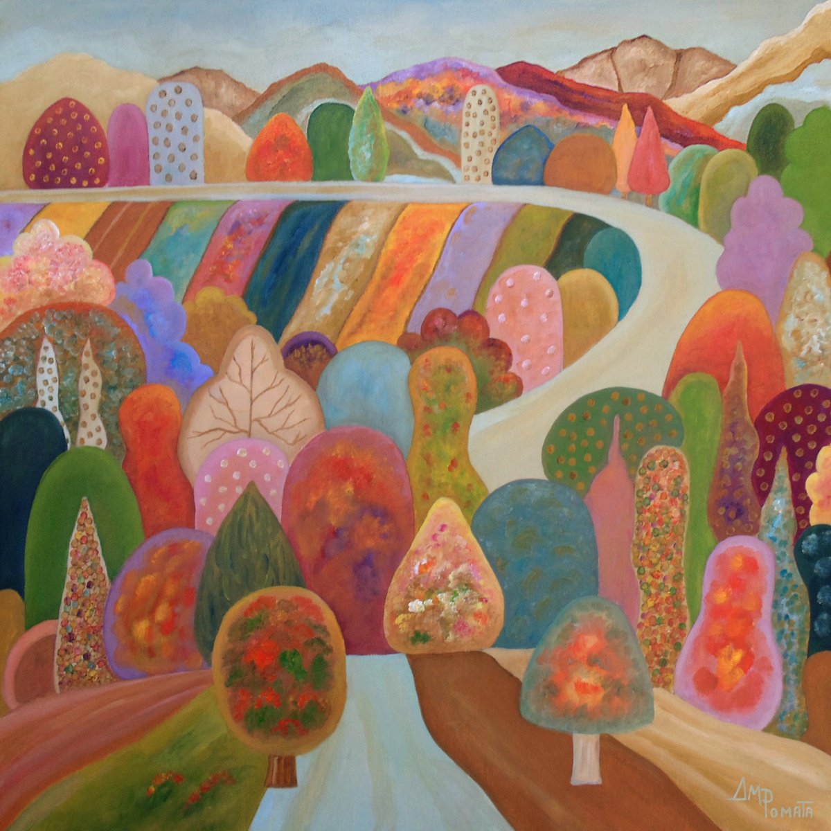 Impressionistic Landscape Oil Painting By Angeles M. Pomata, 20 X 20, Always A Way Out, Original Artwork