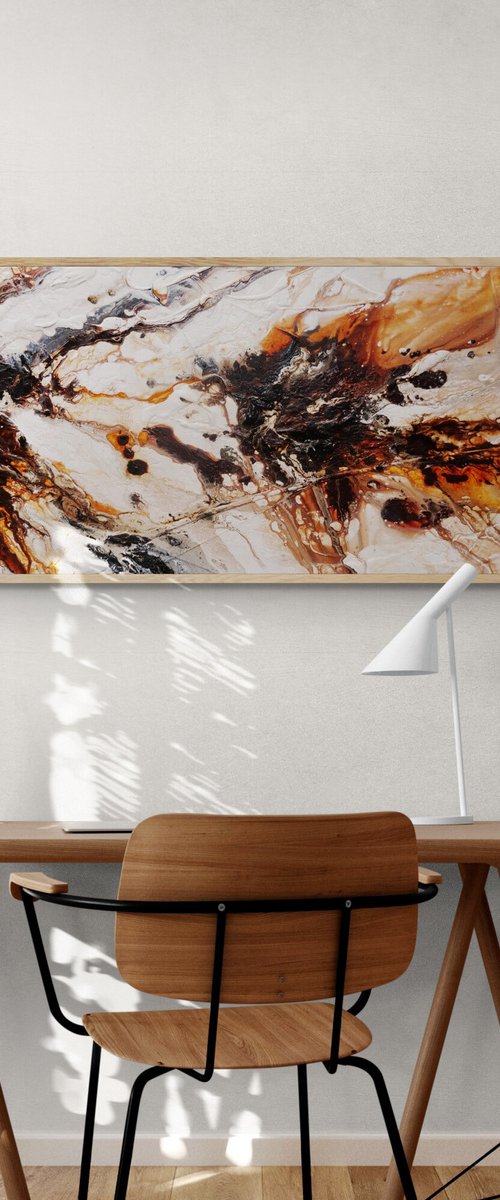 Umber Oxide 160cm x 60cm Brown White Textured Abstract Art by Franko