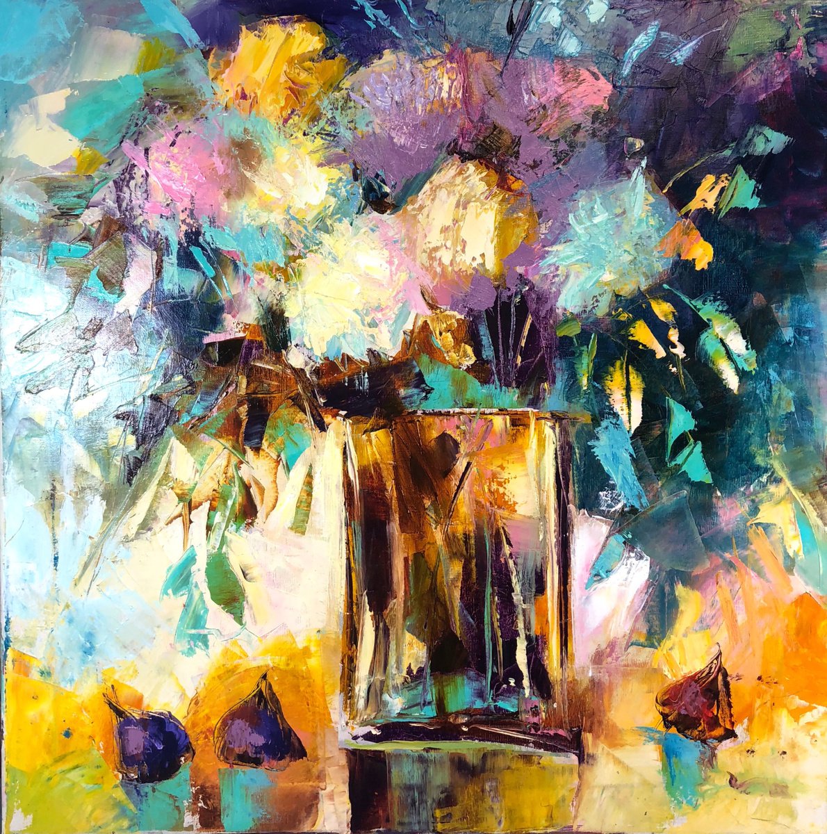 Chrysanthemum flowers Painting, original floral art, Mums Art Oil on Canvas, Oil Painting by Emiliya Lane