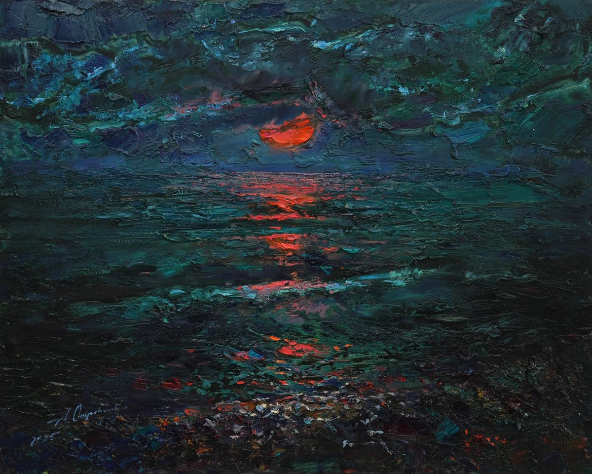 Impressionistic Landscape Oil Painting By Alisa Onipchenko-Cherniakovska, 20 X 16, Mysterious Night, Original Artwork