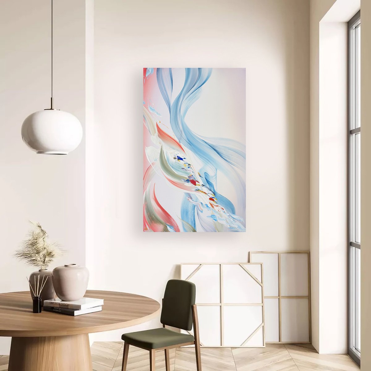 Abstract Acrylic Painting By Novi Lim, 48 X 30", Harmonic, Original Artwork