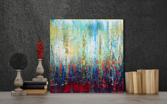 50x50 cm | 19,5x19,5″ Abstract Landscape Painting Original oil painting Canvas art