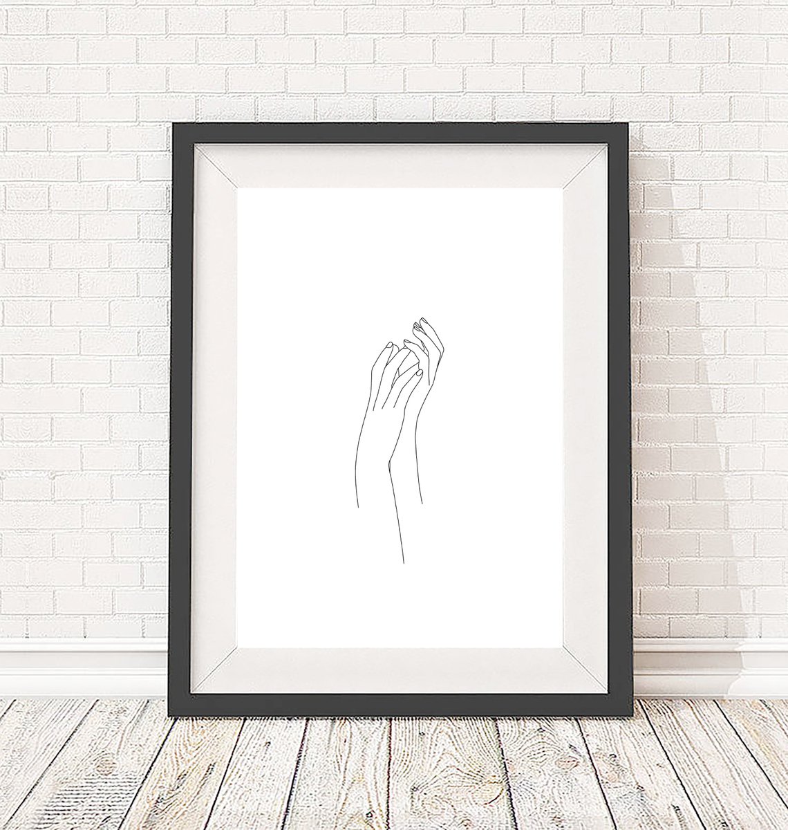 Hands line drawing illustration - Hannah - Art print by The Colour Study