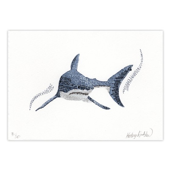 Original Great White Shark Watercolour 4.1 x 5.8 inch