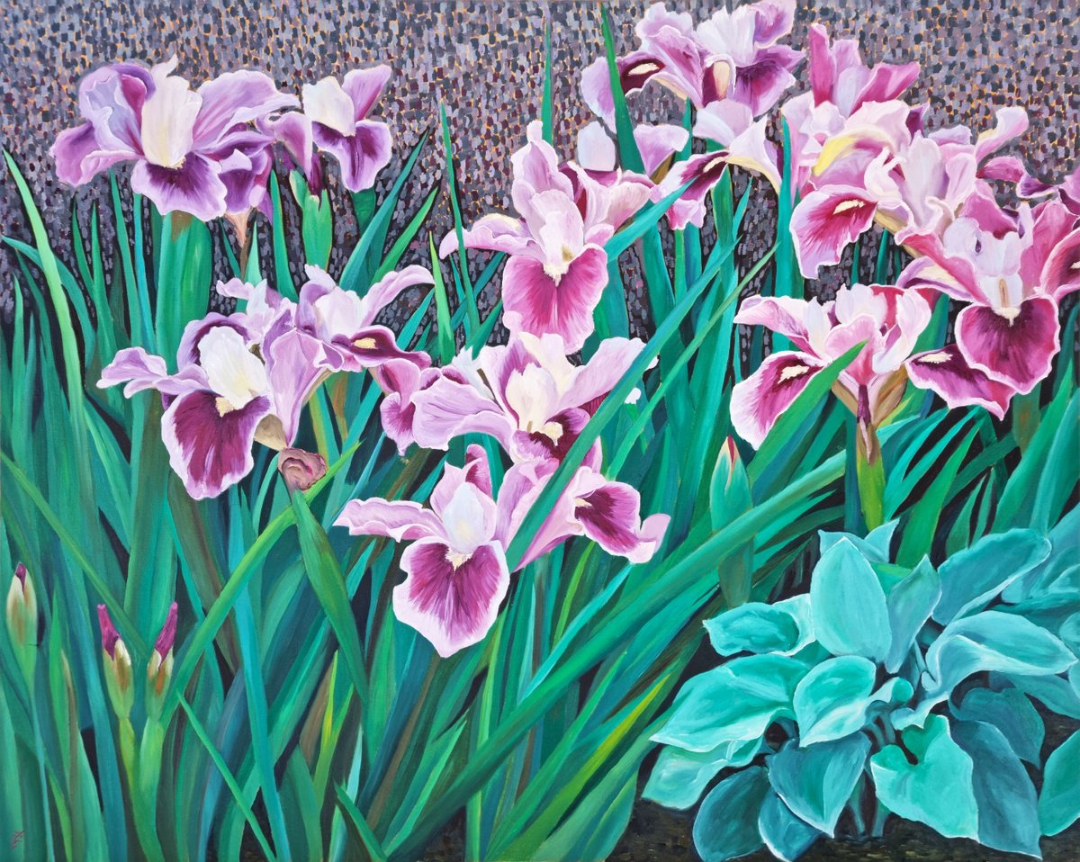Japanese Iris Oil painting by Zulfiya Mukhamadeyeva Artfinder