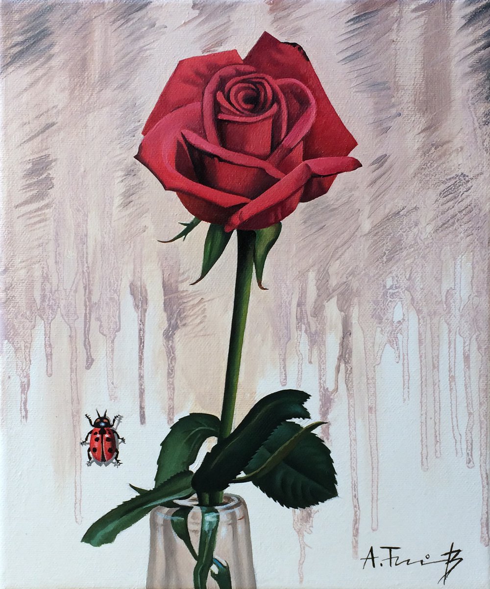 Still Life with a Rose by Alexander Titorenkov