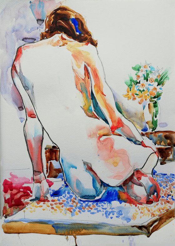 Nude with Narcisses