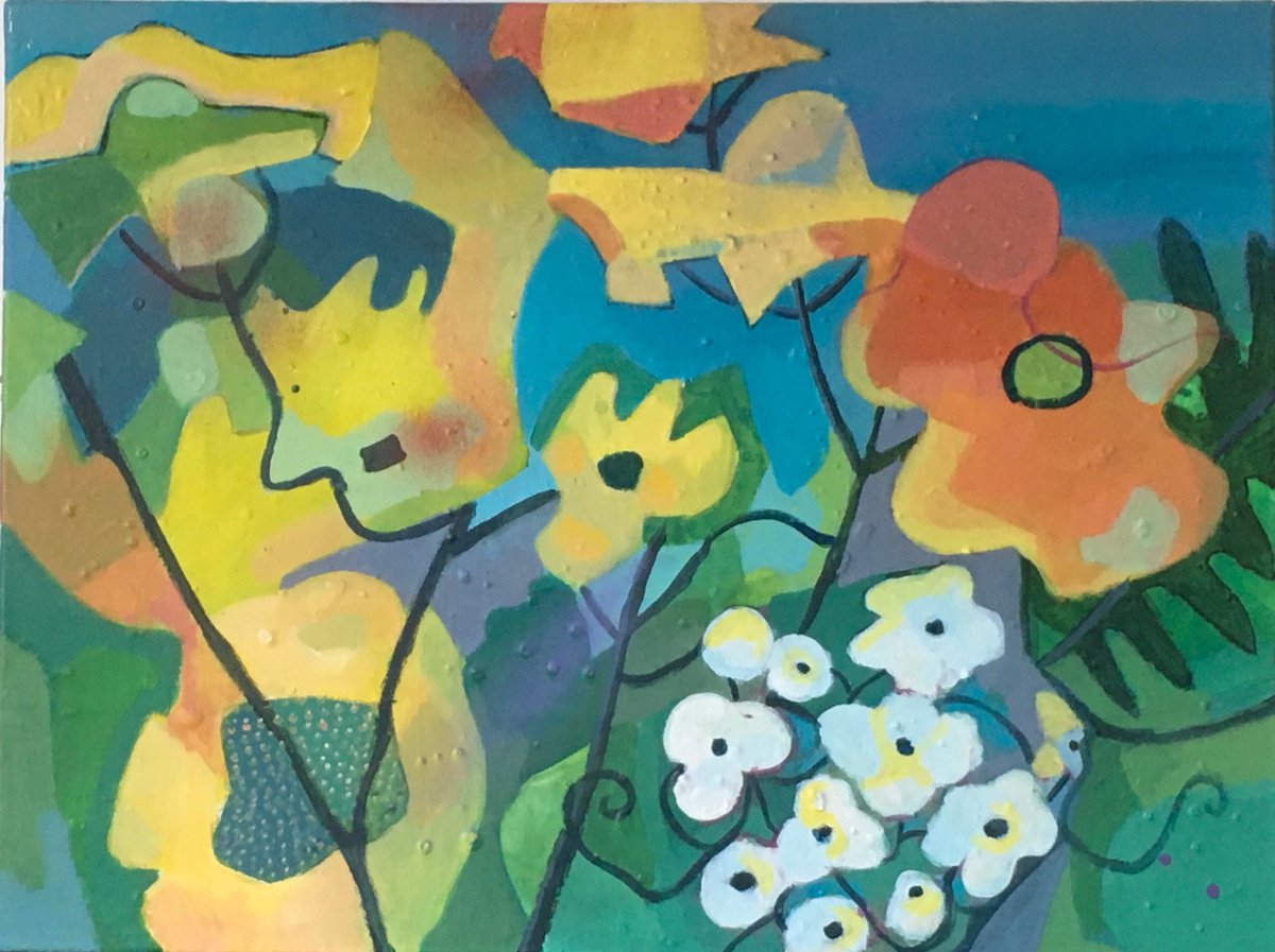 Illustrative Botanical Painting By Chihiro Kinjo, 31 X 24, Cow Parsley, Original Artwork