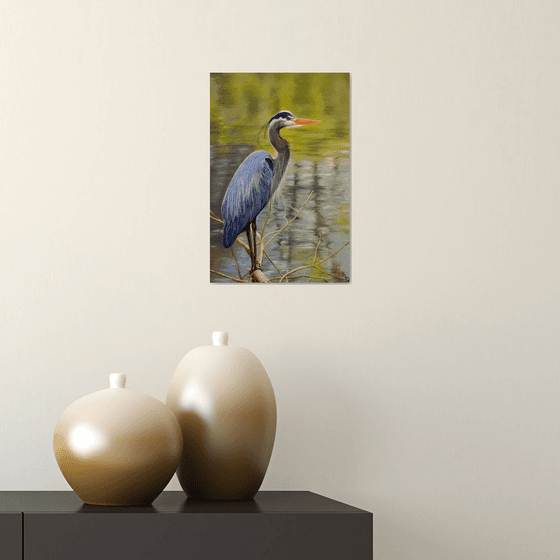 Azure Elegance: Heron in the Sebino Wetlands