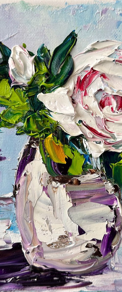 White Rose deep impasto by Oksana Fedorova