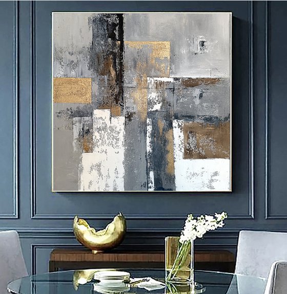 Architectural Ember. Grey Beige Gold Textured